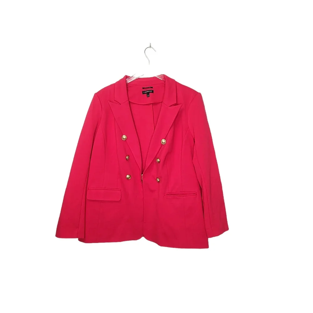 Lane Bryant Blazer Ponte Knit Faux Double Breasted Stretch Size 22 Red Plus